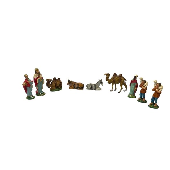 9 Vintage Christmas Nativity Replacement Figures Composite Made in Italy - Picture 2 of 13